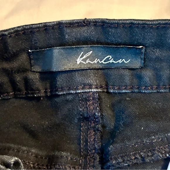 KanCan Shorts Women 9/28 Cut-Off Faded Black Distressed Stretch Denim High Rise - Picture 3 of 9